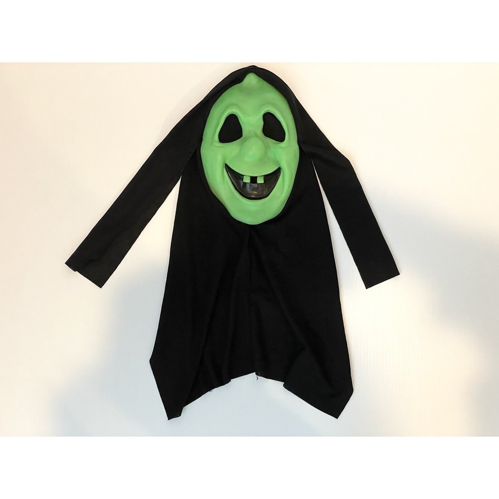 Vintage Fun World Div Scream Goofy Ghost Face Sarah Spook Mask Shroud 9207 Green